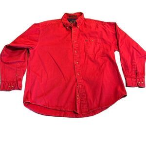 Alexandra Julian Red Button Down Twill Cotton Shirt XL Men’s Long Sleeve